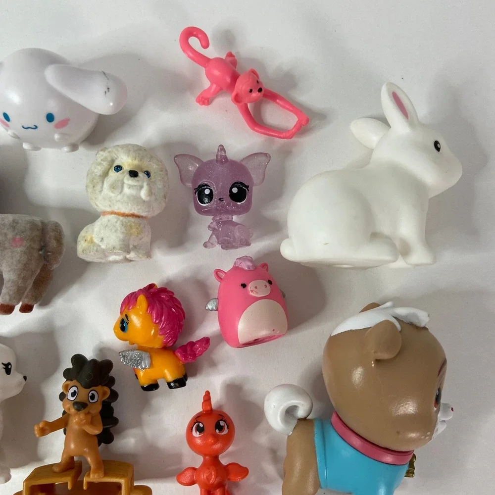 25 Piece Mixed Toy Figure Lot Animals Cinnamoroll Squishmallows Unicorn Monkey